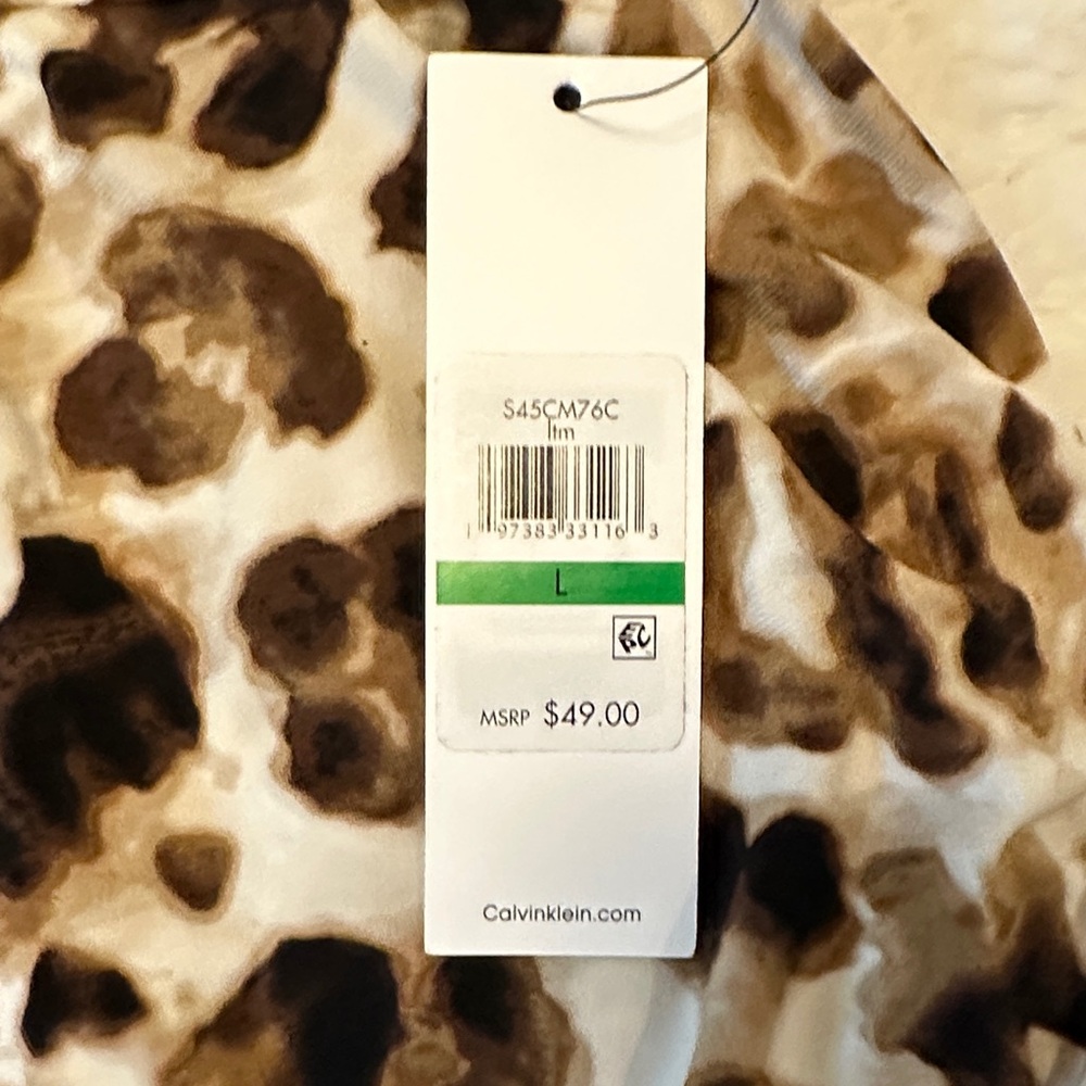 Calvin Klein Leopard Print Sleeveless Blouse NWT Large Chic Animal Print Top - Picture 5 of 8